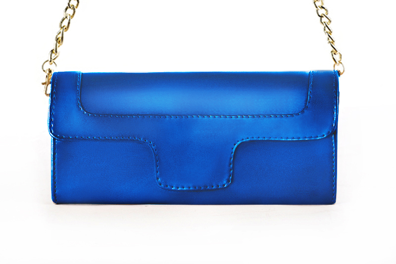 Women's electric blue luxurious elegant clutch for ceremonies, weddings and evenings out. - Profile view